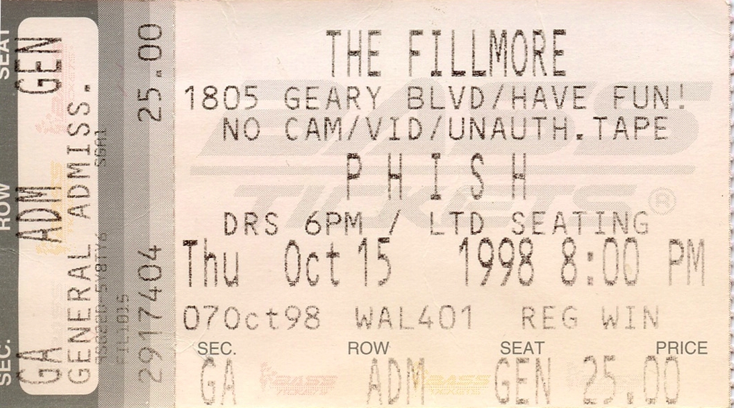 The Daily Ghost #39 10/15/1998 The Fillmore, San Francisco, CA